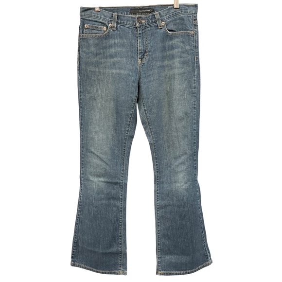Calvin Klein Women’s Flare Blue Denim Jeans Size 6 Mid Rise Stretch - Picture 1 of 8